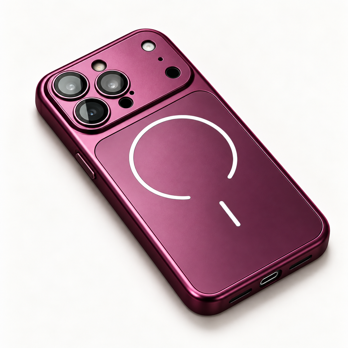 LumaEdge magnetic phone case in Cherry red; model-specific design varies; case color detail for the privacy kit