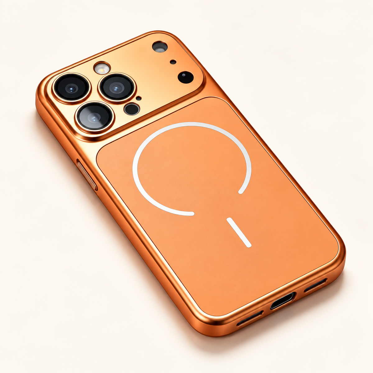 LumaEdge magnetic phone case in Orange; model-specific design varies; case color detail for the privacy kit