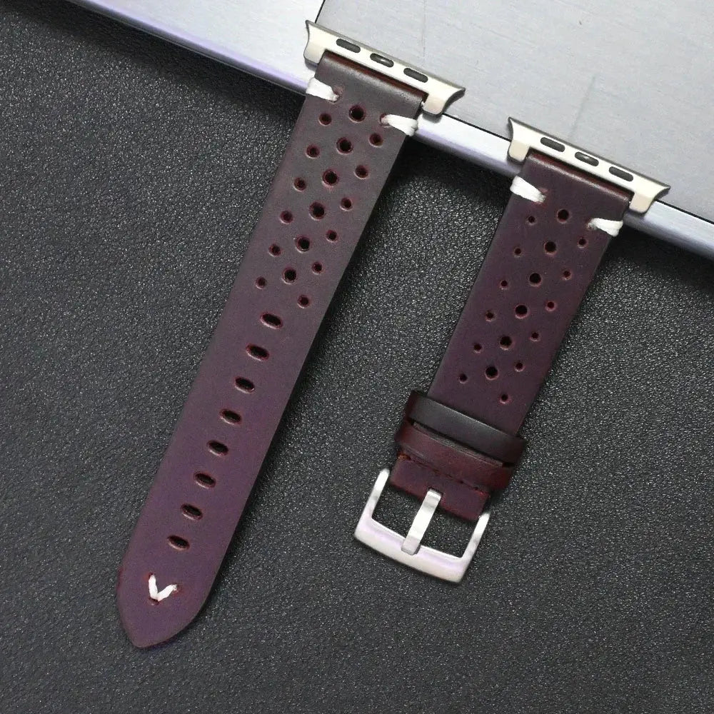 Titanium-Connector Leather Sport Band for Apple Watch Ultra 3/2/1 (49mm) & Series 11/10/9/8/7/SE/6/5/4/3 (46/42/45/41/44/40/42/38mm)