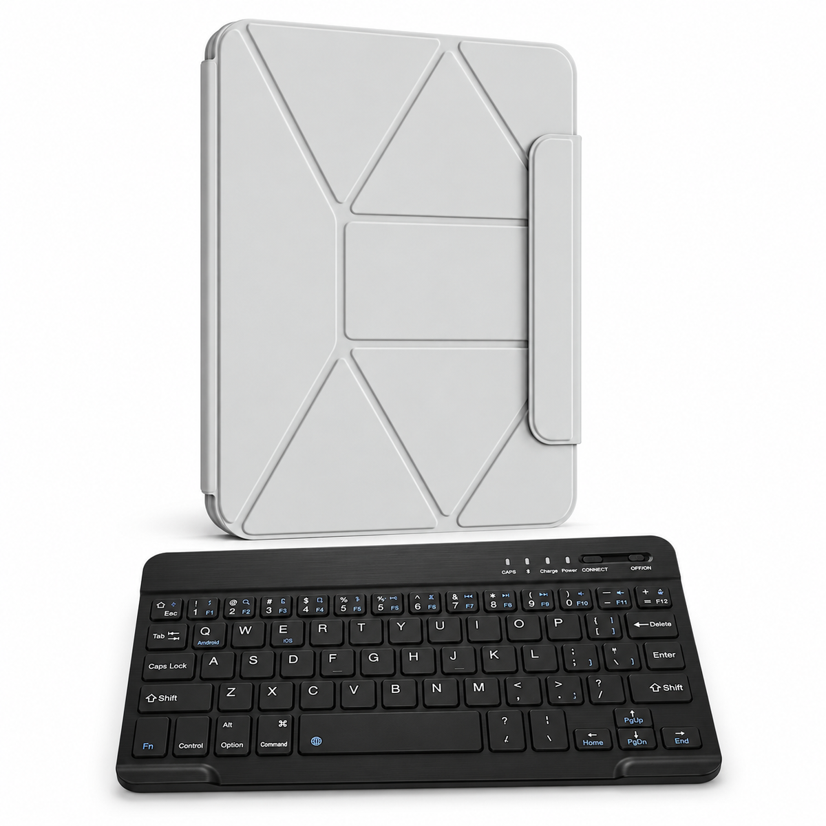 FormaLift Orbit Work — iPad Case + Keyboard Bundle, Grey; all included bundle items on white. Representative iPad fit; tablet not included.