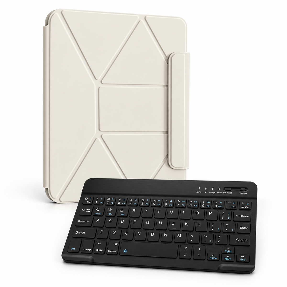 FormaLift Orbit Work — iPad Case + Keyboard Bundle, Cream White; all included bundle items on white. Representative iPad fit; tablet not included.