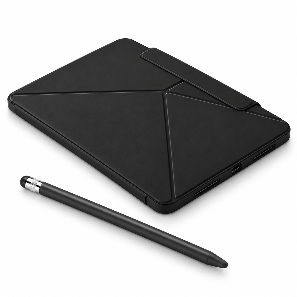 FormaLift Pivot Create — iPad Case + Stylus Bundle, Black; all included bundle items on white. Representative iPad fit; tablet not included.