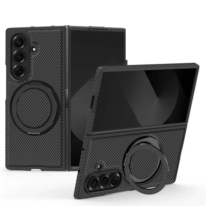 RhinoGuard CarbonArc Samsung Galaxy Z Fold MagSafe stand case in Black on a white background