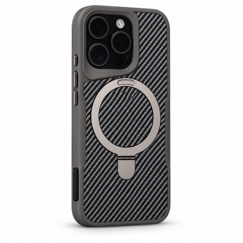 RhinoGuard CarbonPivot Magnetic RingStand Case in Gray on a white background