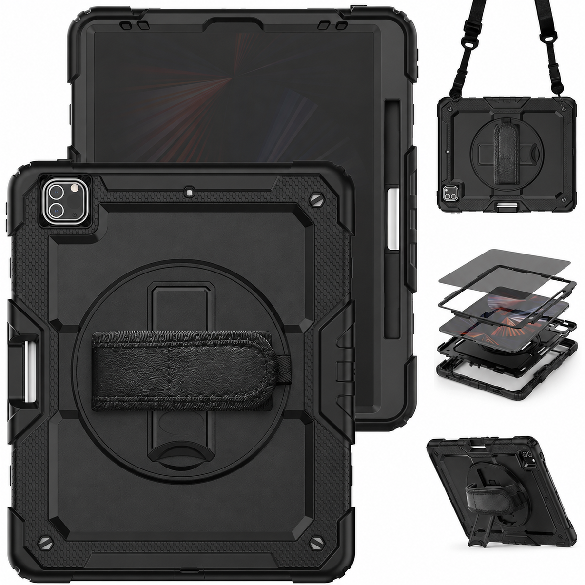 Black RhinoGuard Pro Privacy Edition rugged iPad case bundle