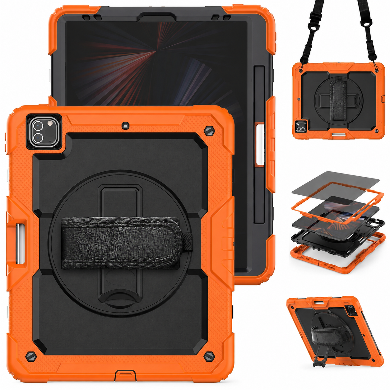 Orange and black RhinoGuard Pro Privacy Edition rugged iPad case bundle