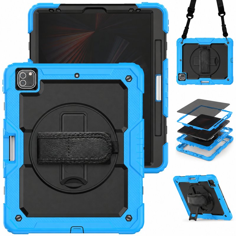 Sky blue and black RhinoGuard Pro Privacy Edition rugged iPad case bundle