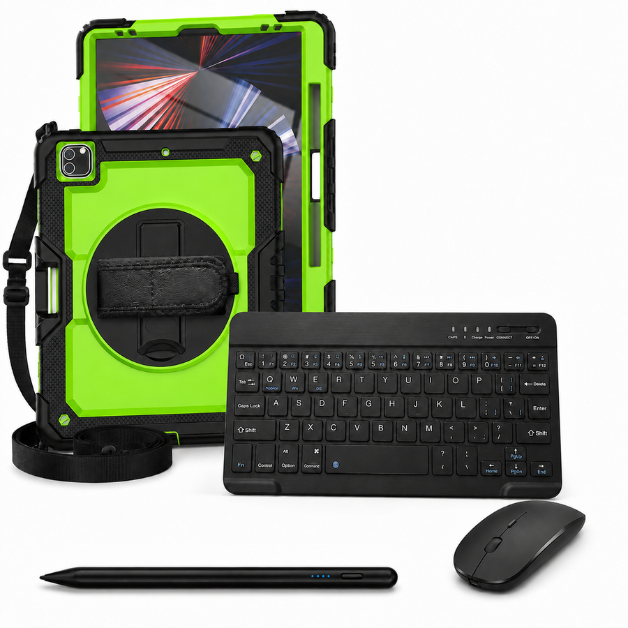 RhinoGuard Pro WorkForce Complete — iPad Case + 10″ Wireless Keyboard, Mouse & Universal Stylus Bundle