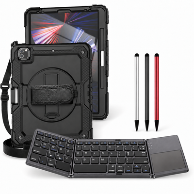 RhinoGuard Pro WorkForce Fold — iPad Case + Folding Touchpad Keyboard & Stylus 3-Pack Bundle