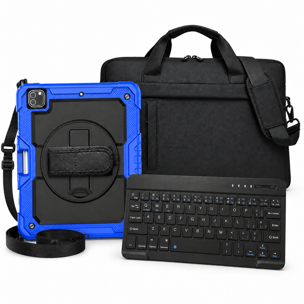 RhinoGuard Pro WorkForce Transit bundle: Black / Blue case with black 10-inch keyboard and black carry bag