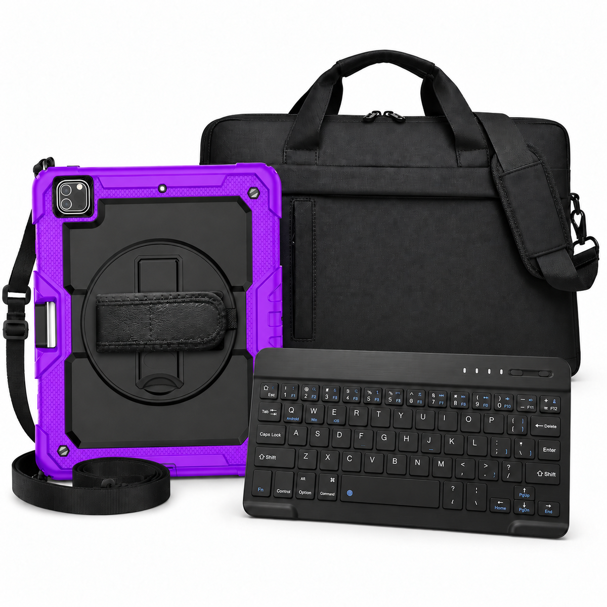 RhinoGuard Pro WorkForce Transit bundle: Black / Purple case with black 10-inch keyboard and black carry bag