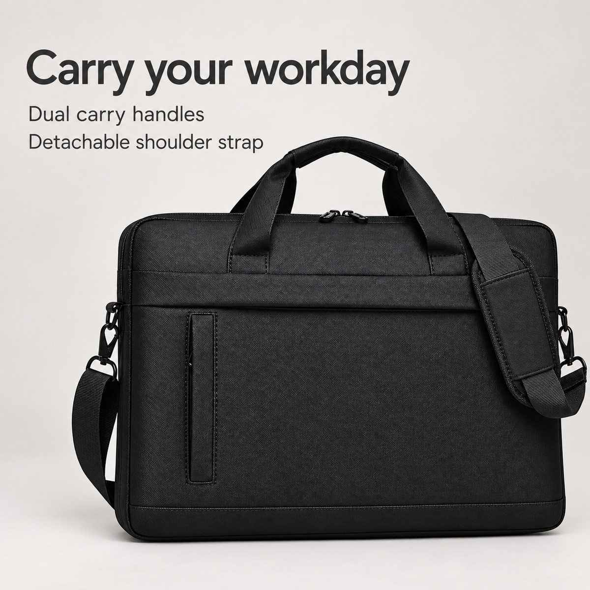 Black WorkForce Transit carry bag with dual carry handles and detachable padded shoulder strap against a neutral studio background