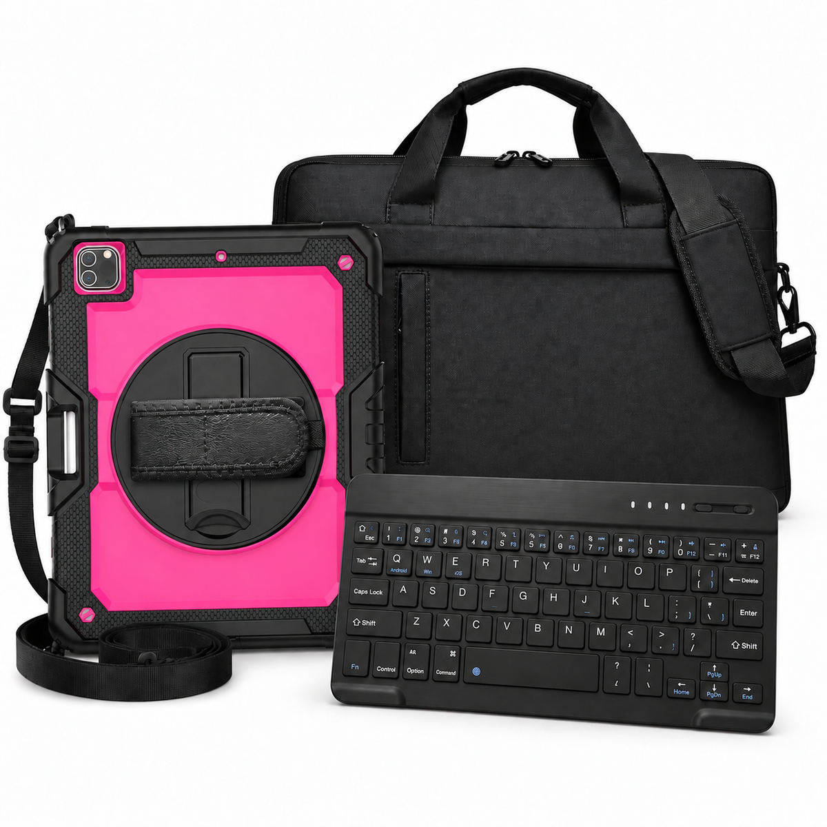 RhinoGuard Pro WorkForce Transit bundle: Pink / Black case with black 10-inch keyboard and black carry bag