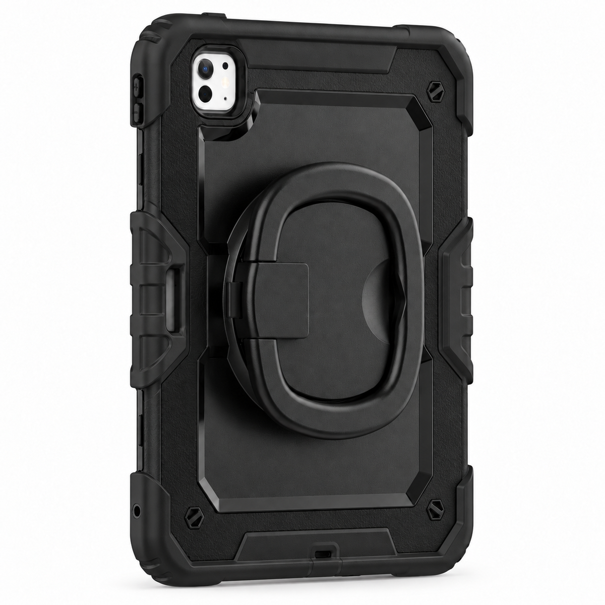 RhinoGuard Traverse 360 case black; black ring handle. Model-specific camera cutouts vary.