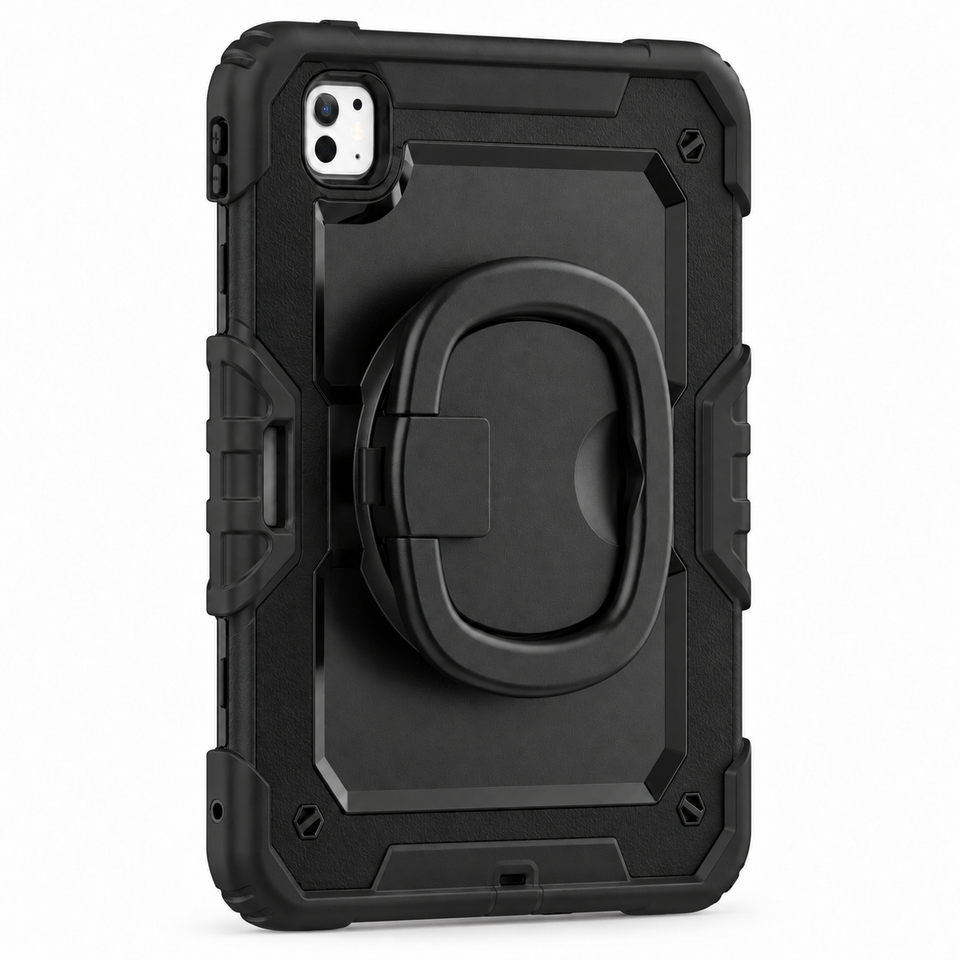 RhinoGuard Traverse 360 case black; black ring handle. Model-specific camera cutouts vary.