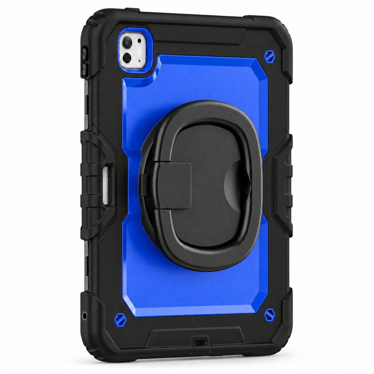 RhinoGuard Traverse 360 case black blue; black ring handle. Model-specific camera cutouts vary.