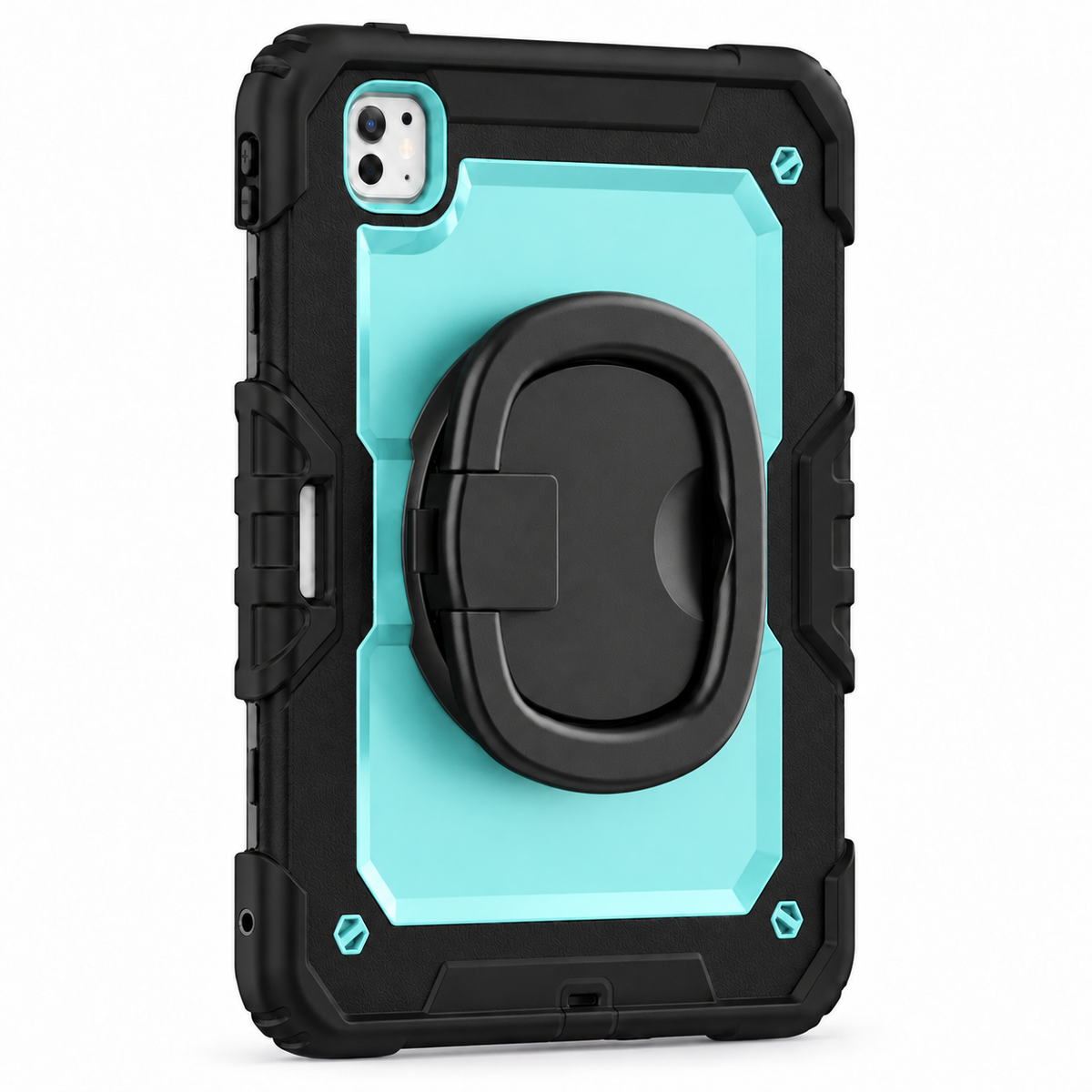 RhinoGuard Traverse 360 case black light blue; black ring handle. Model-specific camera cutouts vary.