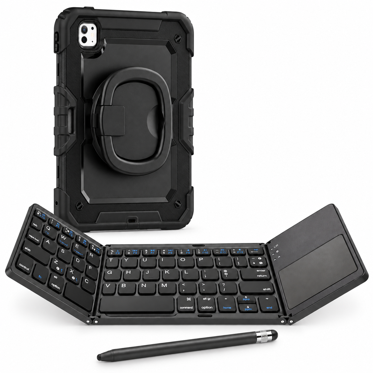 RhinoGuard Traverse 360 fold black; black ring handle. Model-specific camera cutouts vary.