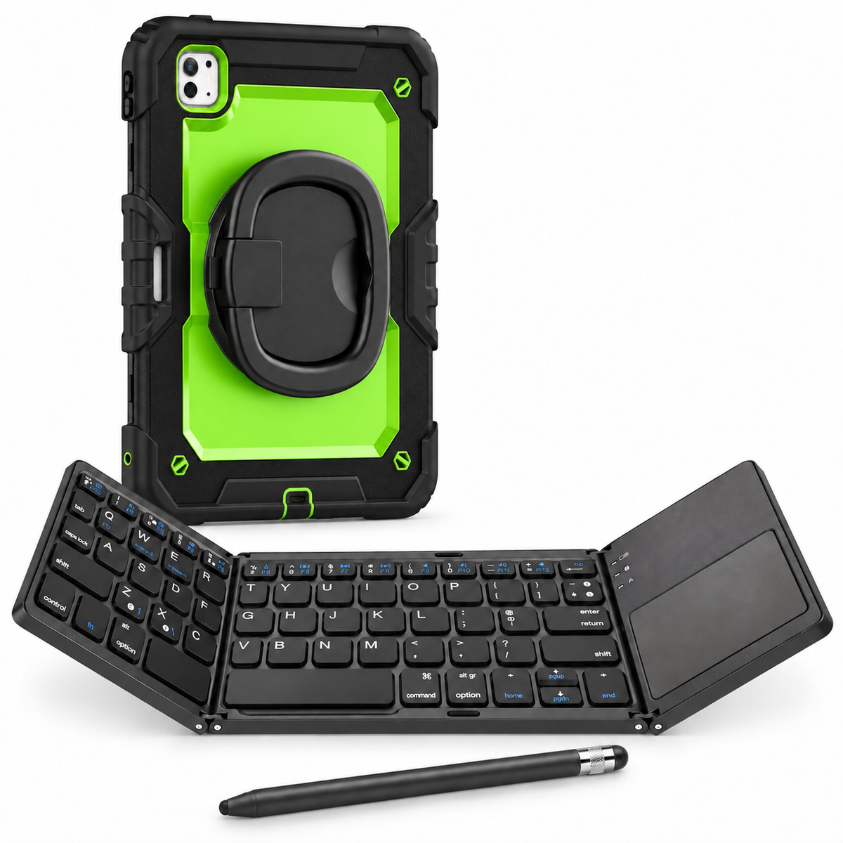 RhinoGuard Traverse 360 fold black green with black ring handle; model-specific case openings vary.
