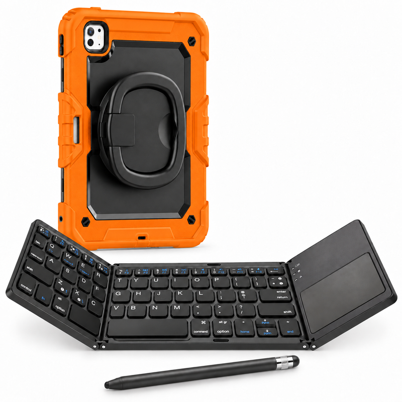 RhinoGuard Traverse 360 fold orange bundle with black ring handle; model-specific case openings vary.