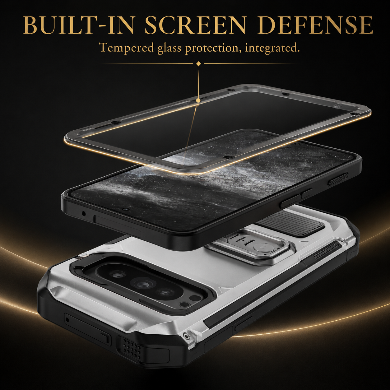 RhinoGuard Vanguard — Google Pixel Metal Case with Built-In Screen Defense — product view 3