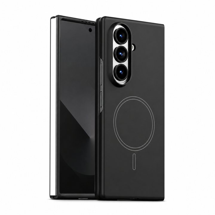 SatinShield magnetic case for Samsung Galaxy Z Fold 8 Ultra in Black on a white background