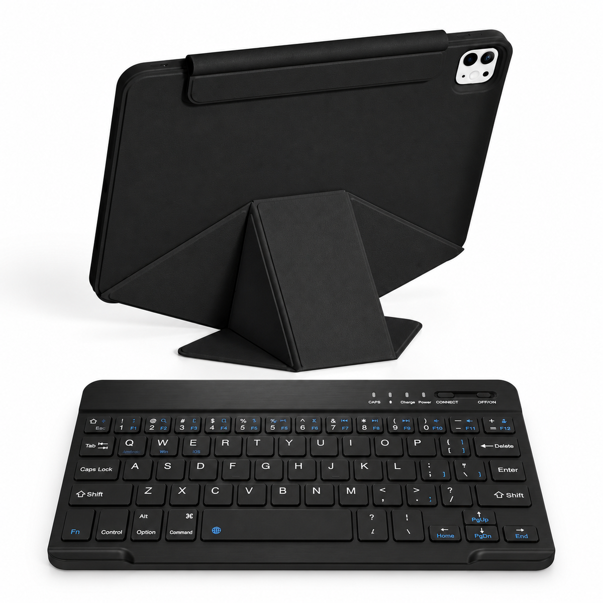 FormaLift Vista Work — iPad Case + Keyboard Bundle, Black; all included bundle items on white. Representative iPad fit; tablet not included.