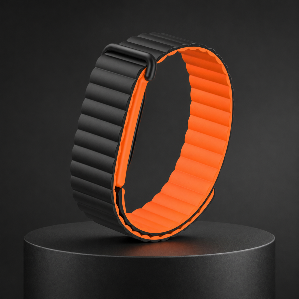 MagnaFlex Pro black and vivid orange magnetic silicone Fitbit Air band