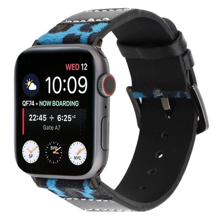 Leather Leopard Women's Apple Watch Band - Avontic