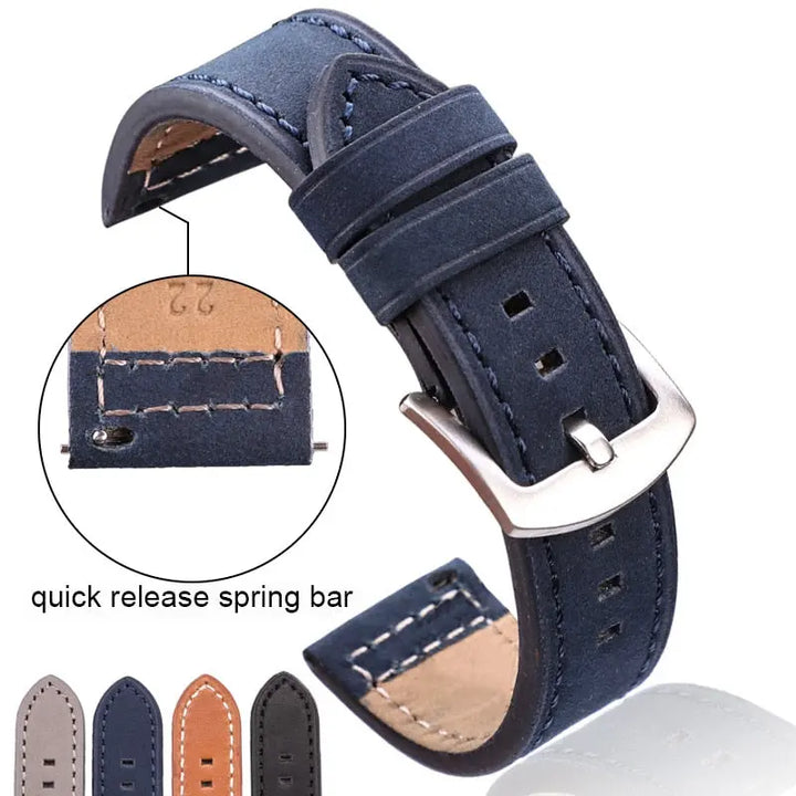 PL Genuine Cowhide Hand Stitched Leather Watch Band 18mm 20mm 22mm 24mm Avontic