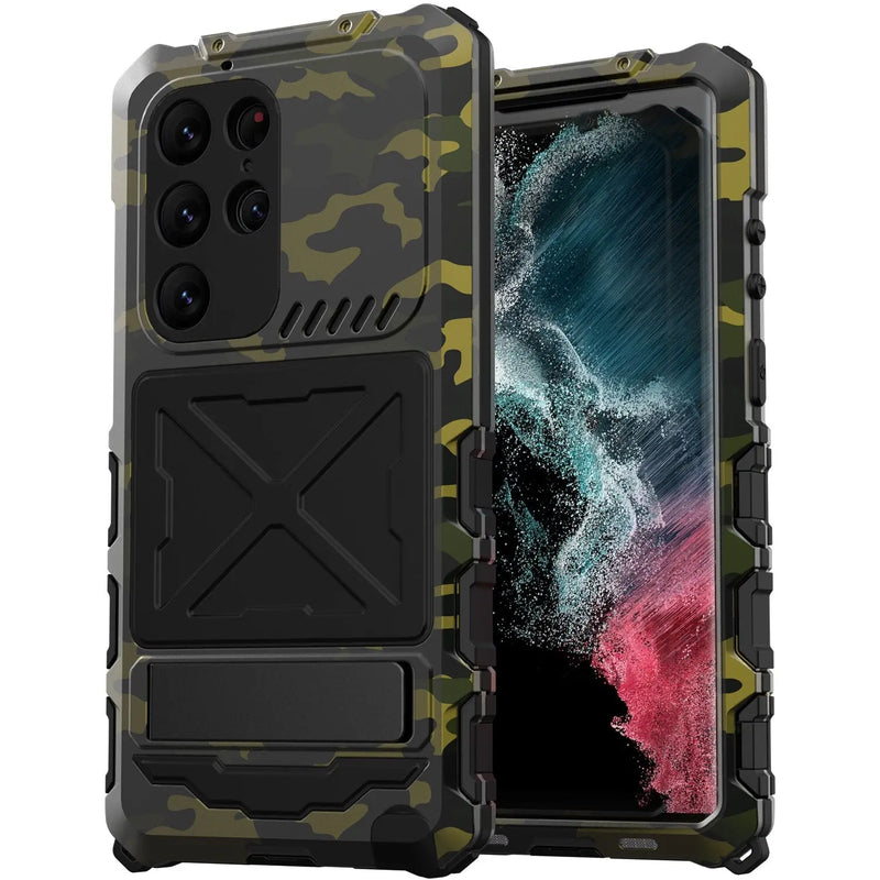 Heavy Duty Aluminum Alloy 360° Total Protection Kickstand Case For Samsung Galaxy S23 Ultra - Avontic