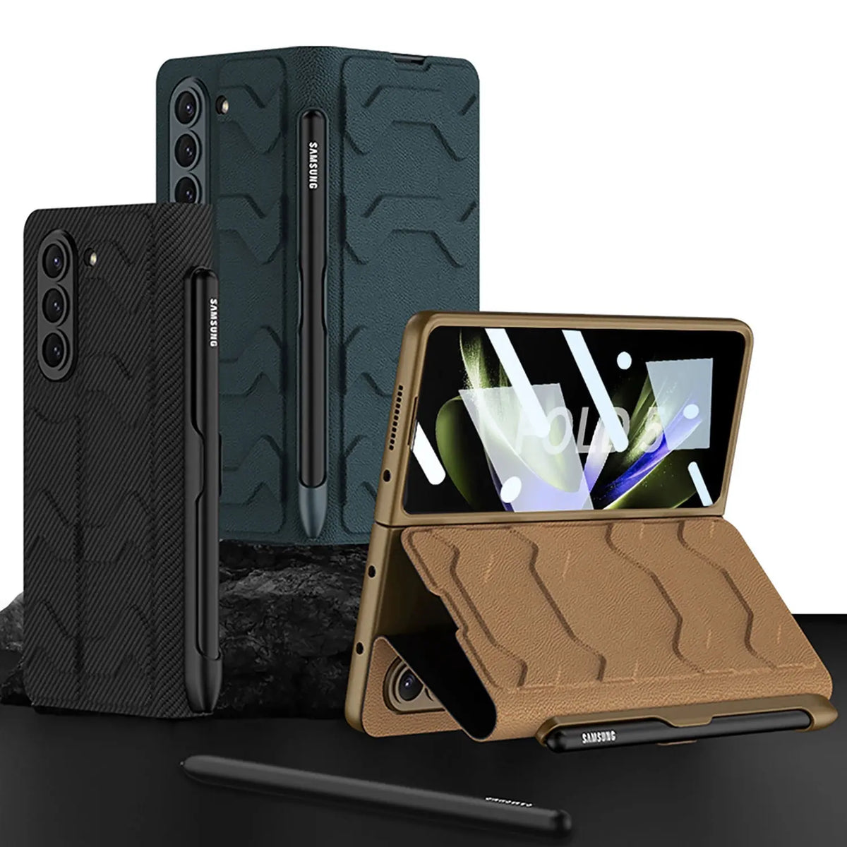 Rugged Custom Leather Case For Samsung Galaxy Z fold 5 Avontic