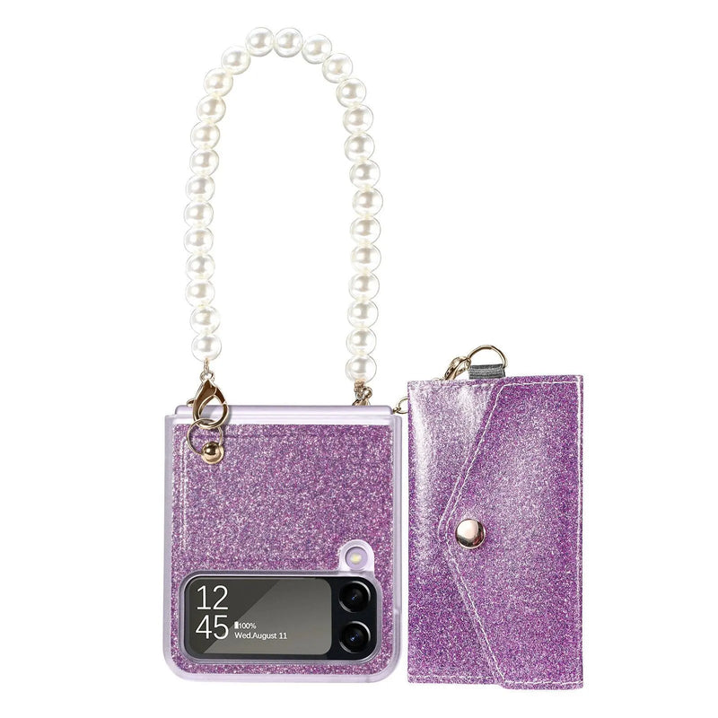 Avontic Pearl Chain Purse Case For Samsung Galaxy Z Flip 4 - Avontic
