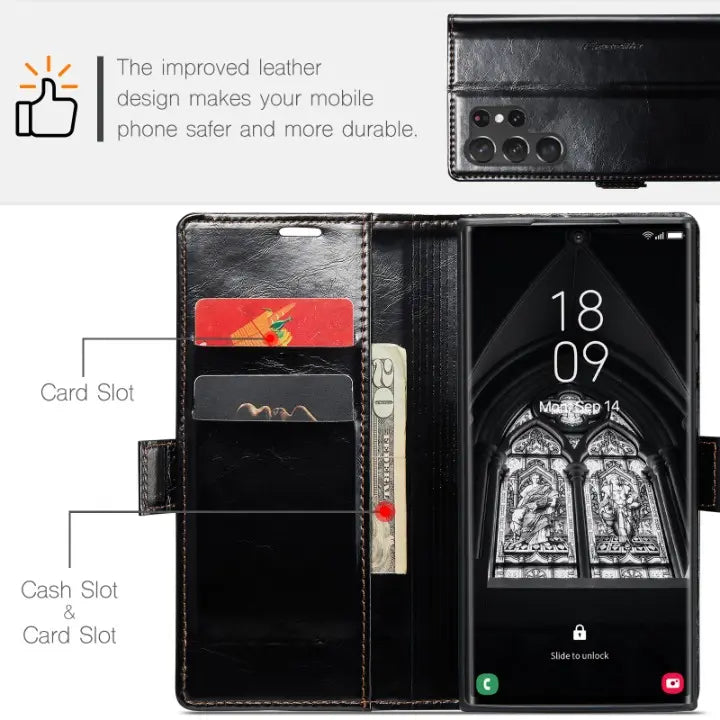 Pinnacle Premium Leather Wallet Case For Samsung Galaxy S23 Ultra - Pinnacle Luxuries