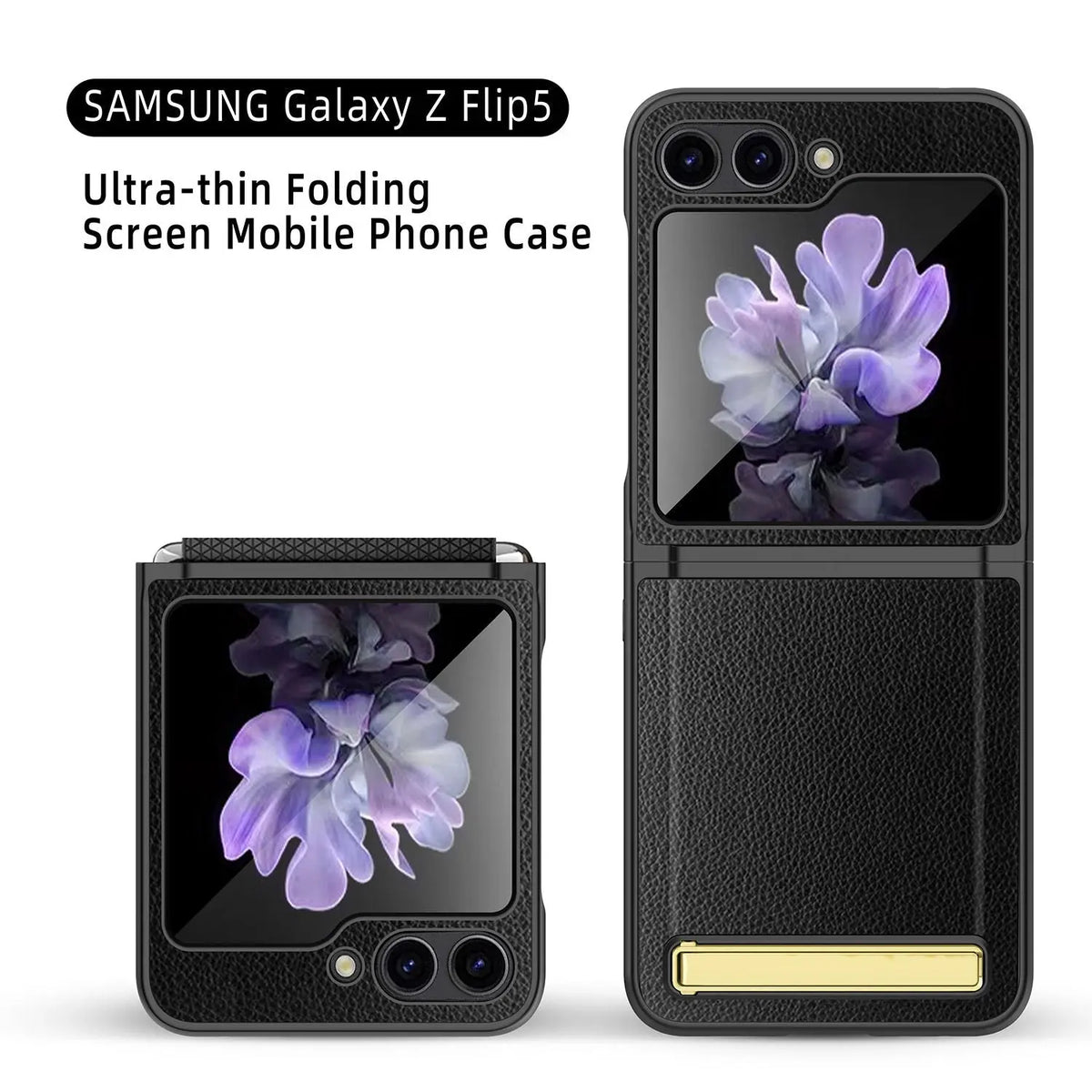 LuxuryGlide Sleek Leather Phone Case for Samsung Galaxy Z Flip 5