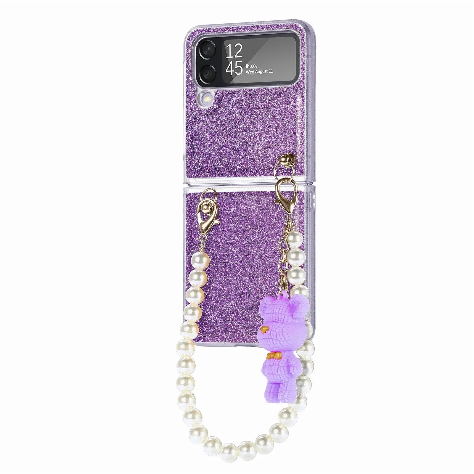 Pearl Chain Bear Case For Samsung Galaxy Z Flip 4 - Pinnacle Luxuries