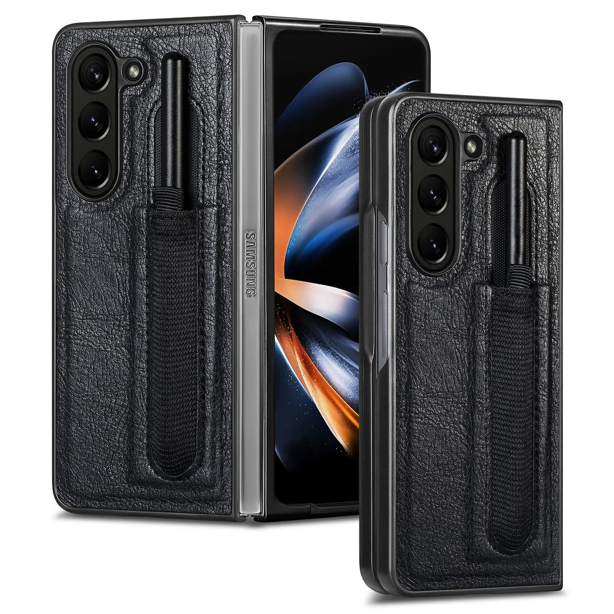 Business Leather Case for Samsung Galaxy Z Fold 5 Fashion with Pen Holder Slim and Fit Original Touch Anti-drop Phone Cover Avontic
