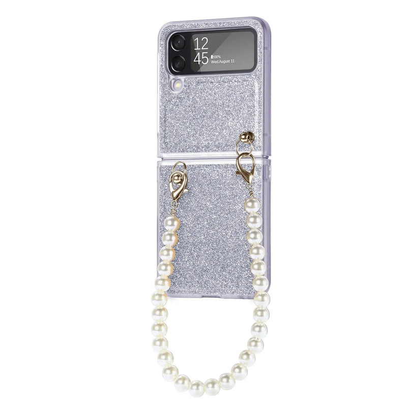 Sparkling Pearl Chain Case For Samsung Galaxy Z Flip 4 - Avontic