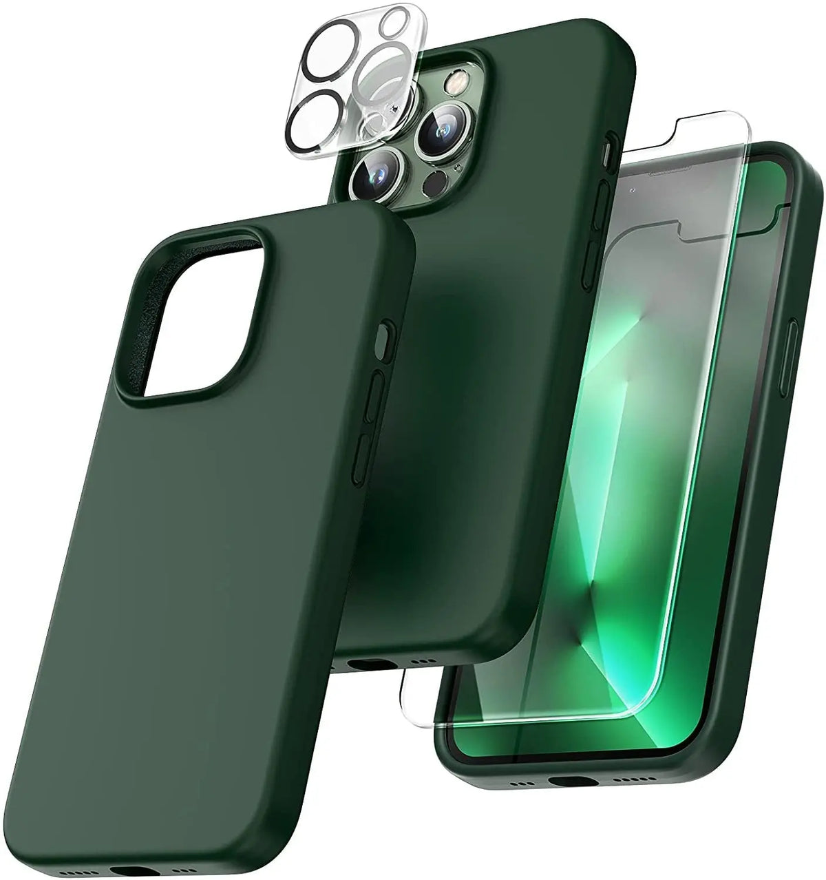 360 Avontic Silicone Microfiber Lined Case For iPhone 14 Pro Max With Tempered Glass - Avontic
