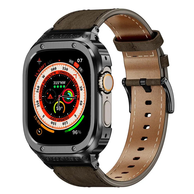 LuxeSteel Case and Premium Leather Band for Apple Watch - Avontic