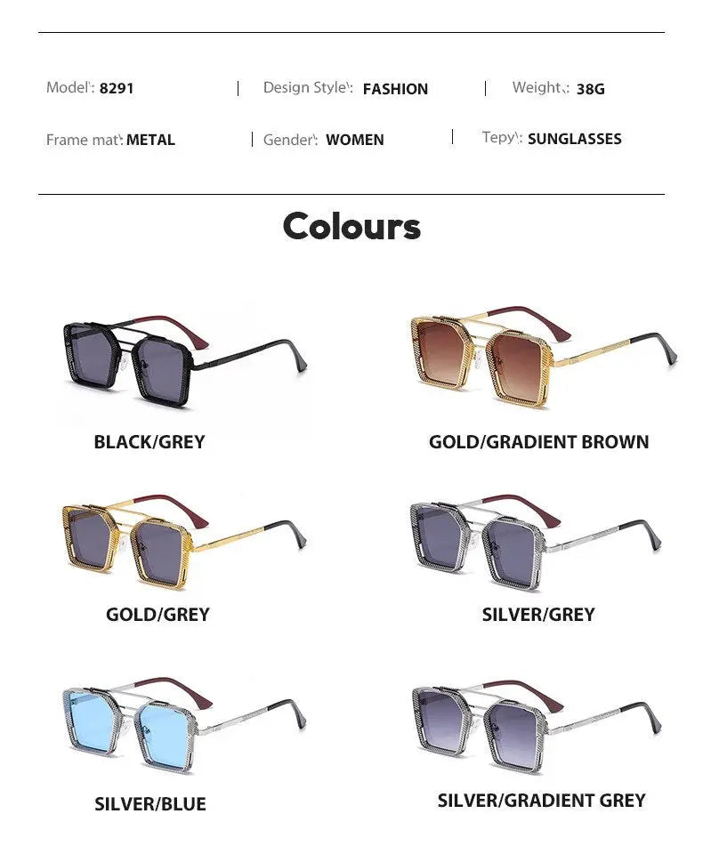 Pinnacle Square Framed Steampunk Sunglasses - Pinnacle Luxuries