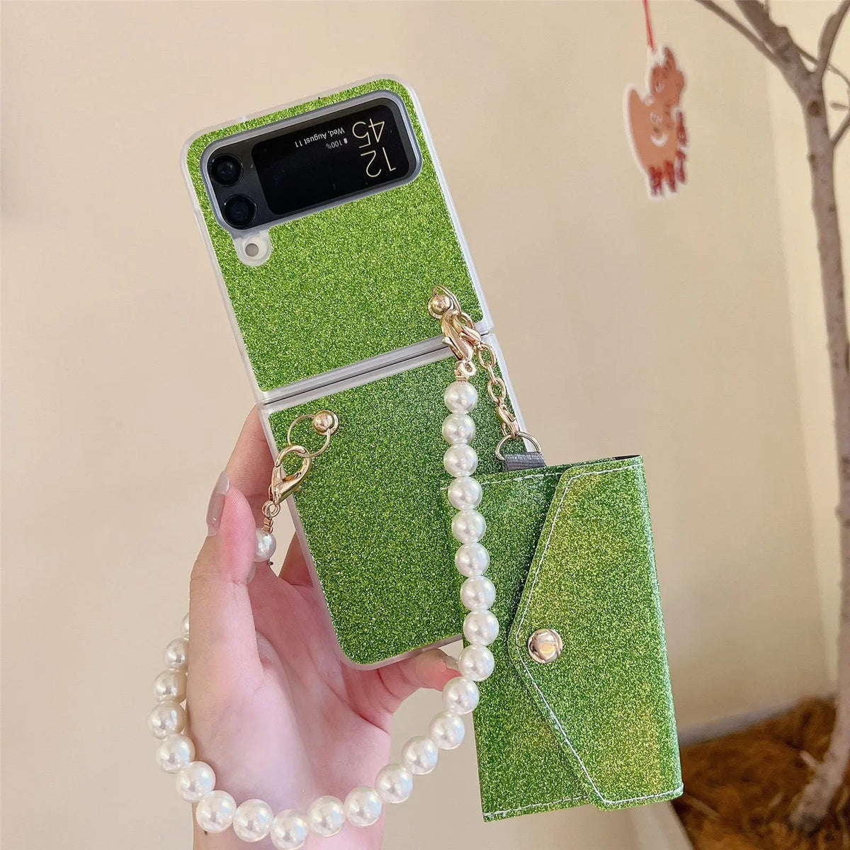 Avontic Pearl Chain Purse Case For Samsung Galaxy Z Flip 4 - Avontic