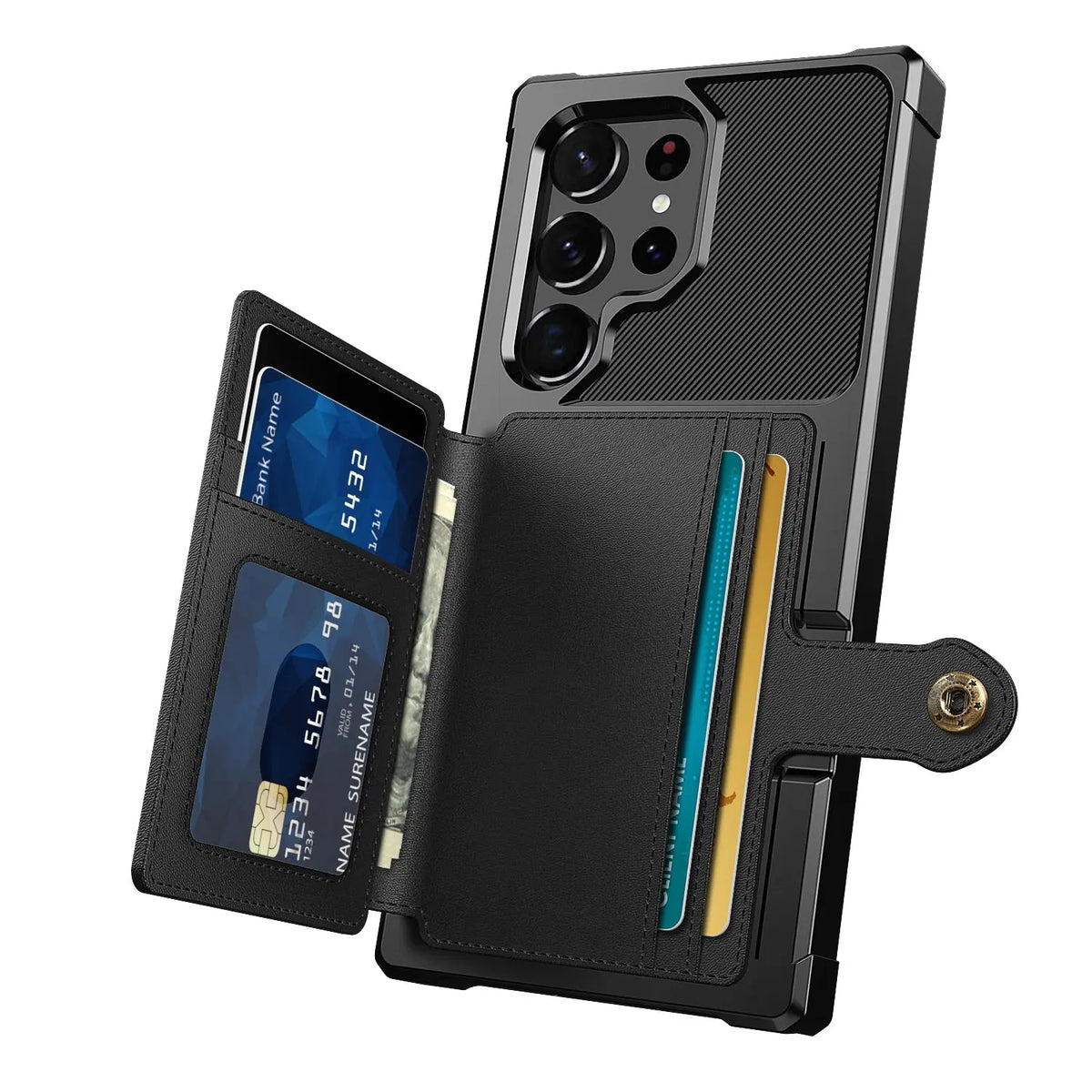 for Samsung Galaxy S23 Ultra Plus Credit Card Case PU Leather Flip Wallet Cover with Photo Holder Hard Back Cover for S22 Ultra - Avontic