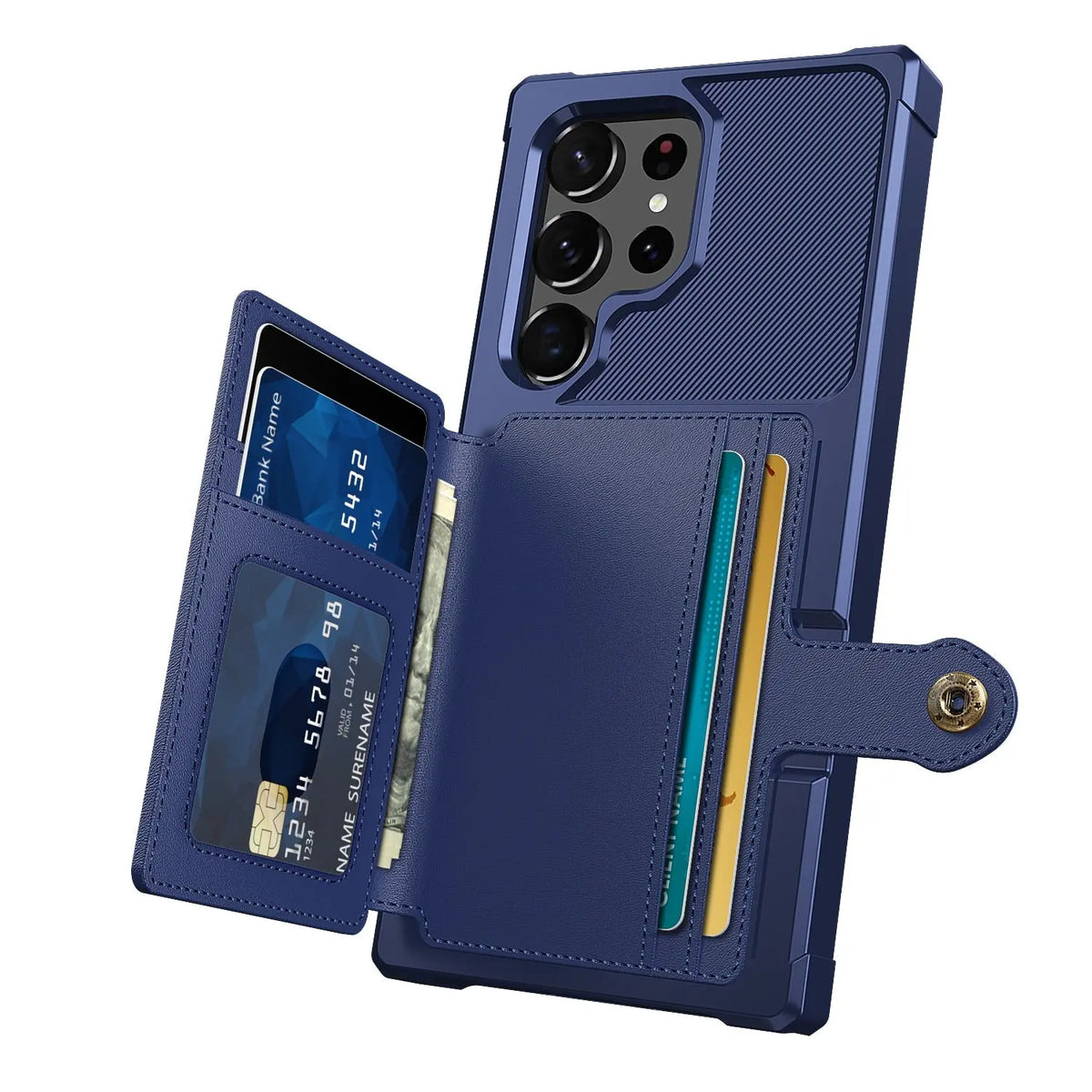 for Samsung Galaxy S23 Ultra Plus Credit Card Case PU Leather Flip Wallet Cover with Photo Holder Hard Back Cover for S22 Ultra - Avontic