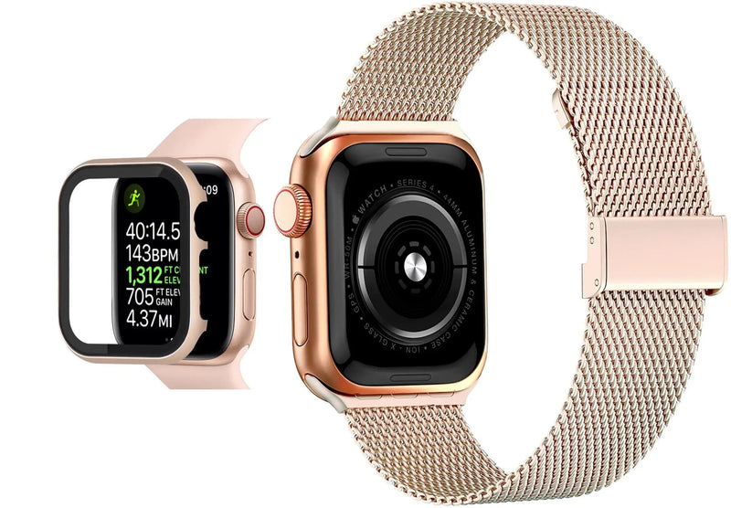 Spartan Stainless Steel Apple Watch Case Fortified Tempered Glass Screen Protector - Avontic