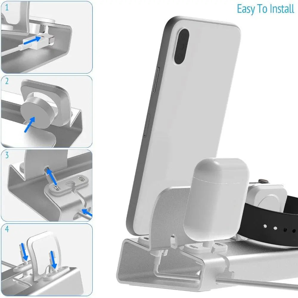 Pinnacle Apple 3 in 1 Aluminum Wireless Charging Stand Dock Station - Pinnacle Luxuries