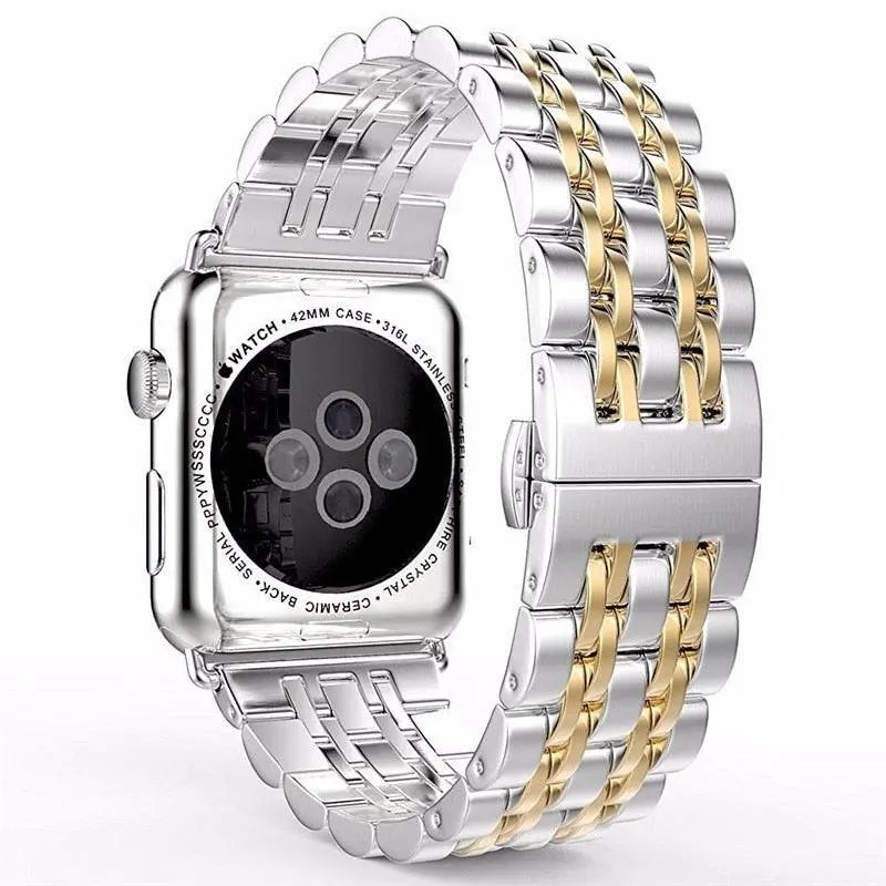 Stainless Steel Metal Band With Butterfly Clasp For Apple Watch - Pinnacle Luxuries