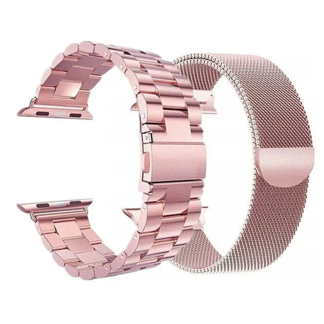 Stainless Steel Mesh And Steel Link Bands 2 Pack For Apple Watch - Avontic