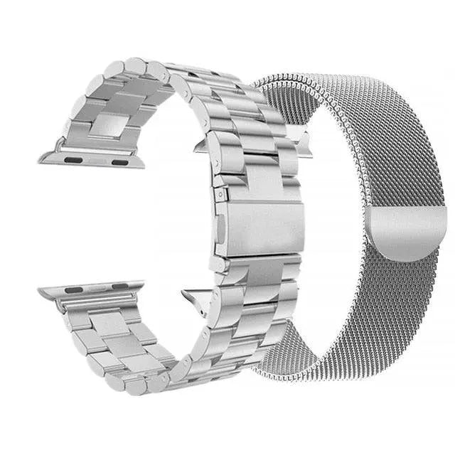 Stainless Steel Mesh And Steel Link Bands 2 Pack For Apple Watch - Avontic