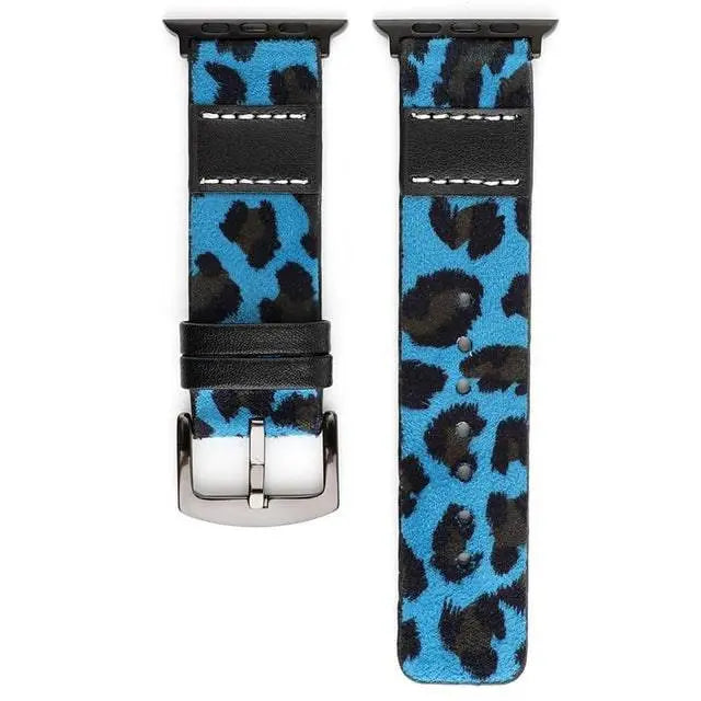 Custom Genuine Leather Leopard Women's Apple Watch Band - Avontic